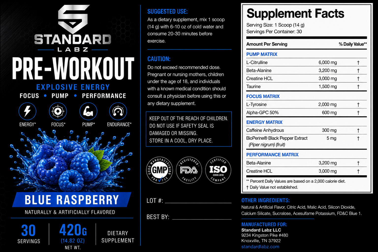 StandardLabz Pre-Workout – Blue Raspberry – StandardLabz